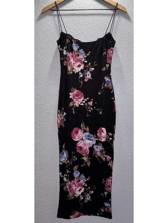 Jluxlabel Dresses & Skirts - JLUXLABEL Black Floral Midi Slip Dress Size Medium New